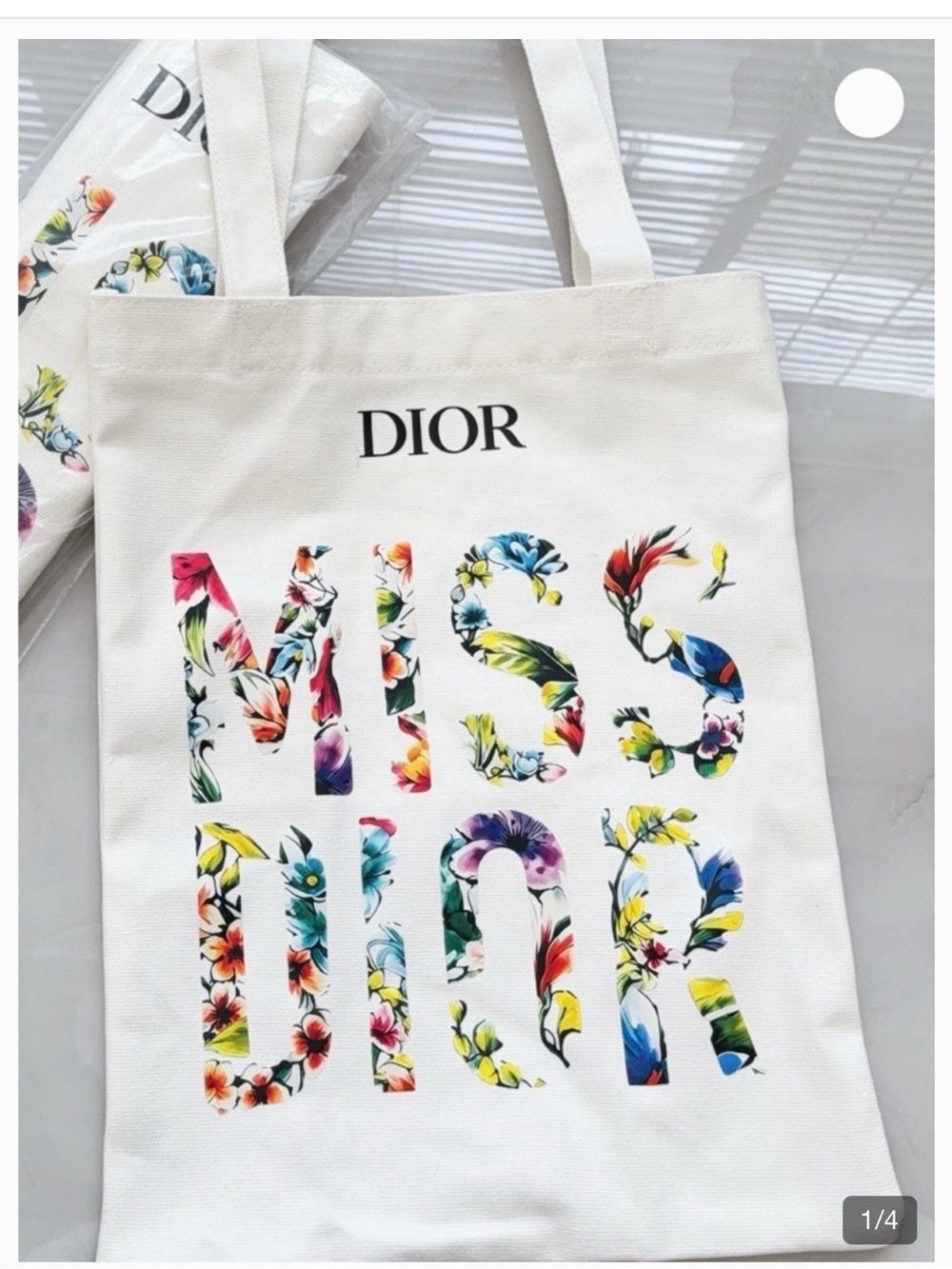 Dior Beauty exclusive "Miss Dior" canvas tote; New in bag